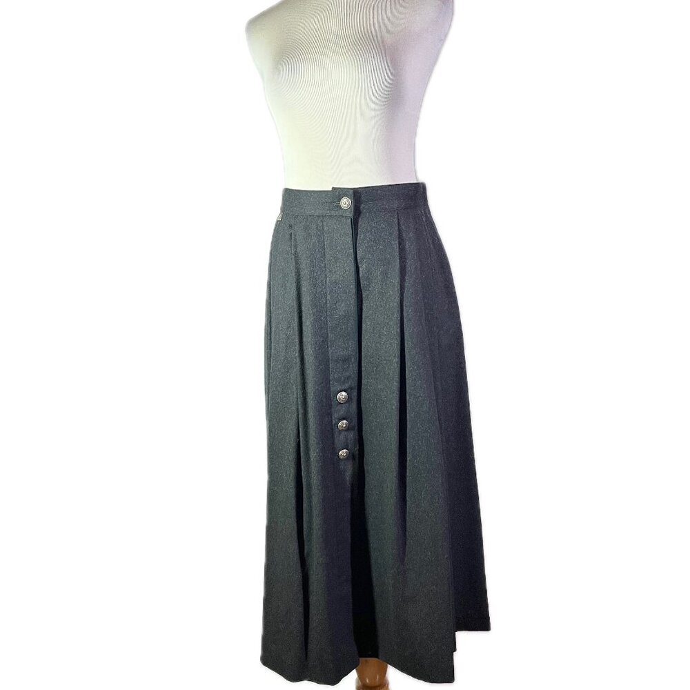 Vintage Julius Lang Size 38 Dark Grey Felt Wool Trachten Skirt